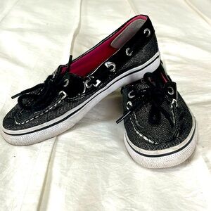 Girls Sperry Topsiders black sparkle toddler 13.5
